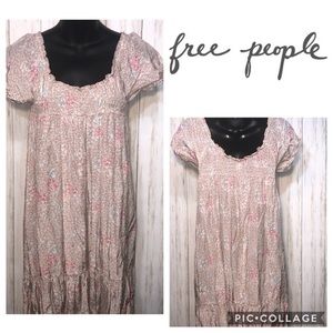 Free People Floral Pink and Cream Dress